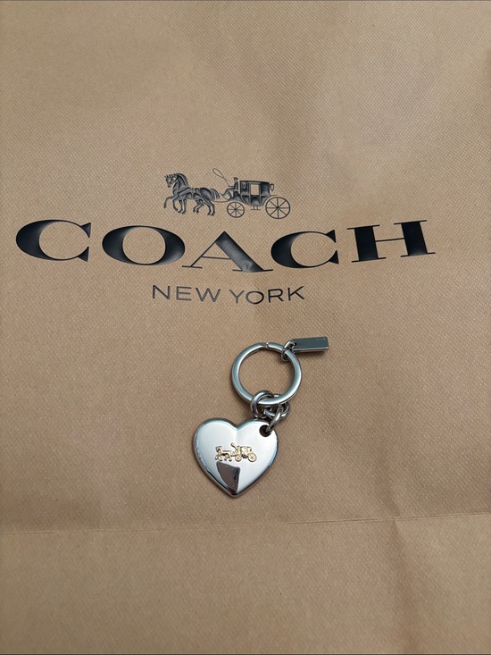Coach Accessories - Coach Silver Heart Key Charm with Gold Horse & Carriage Accent